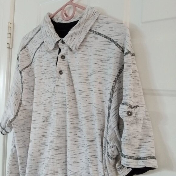 Modern Culture Polo Shirt Men's 2XB Heathered White & Gray With Black Stitching - Picture 3 of 6